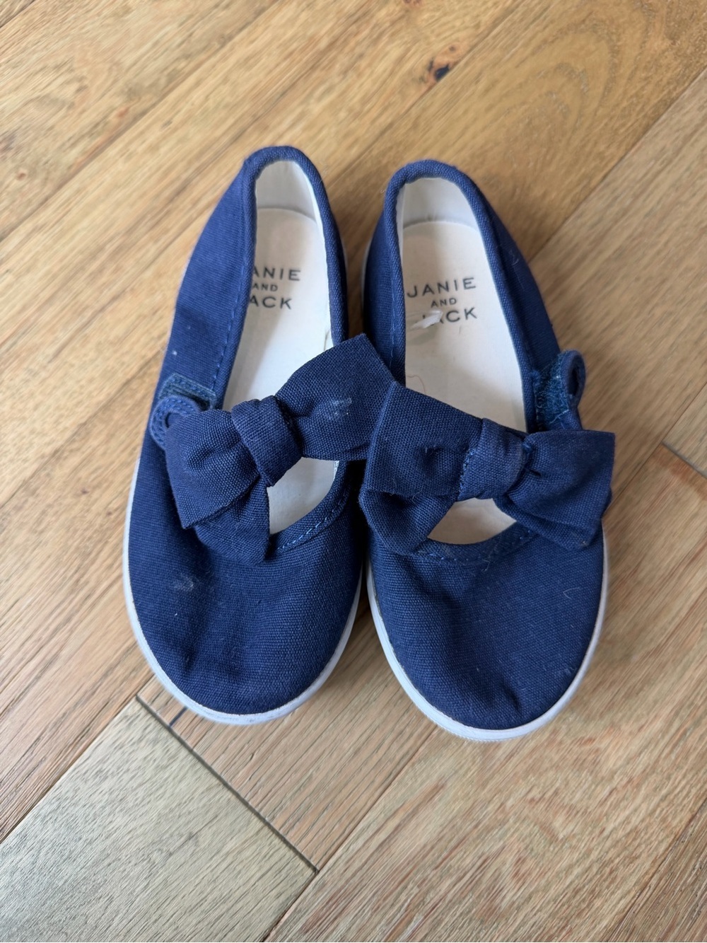 Janie and Jack Navy Canvas Bow Slip-On Girls Shoes